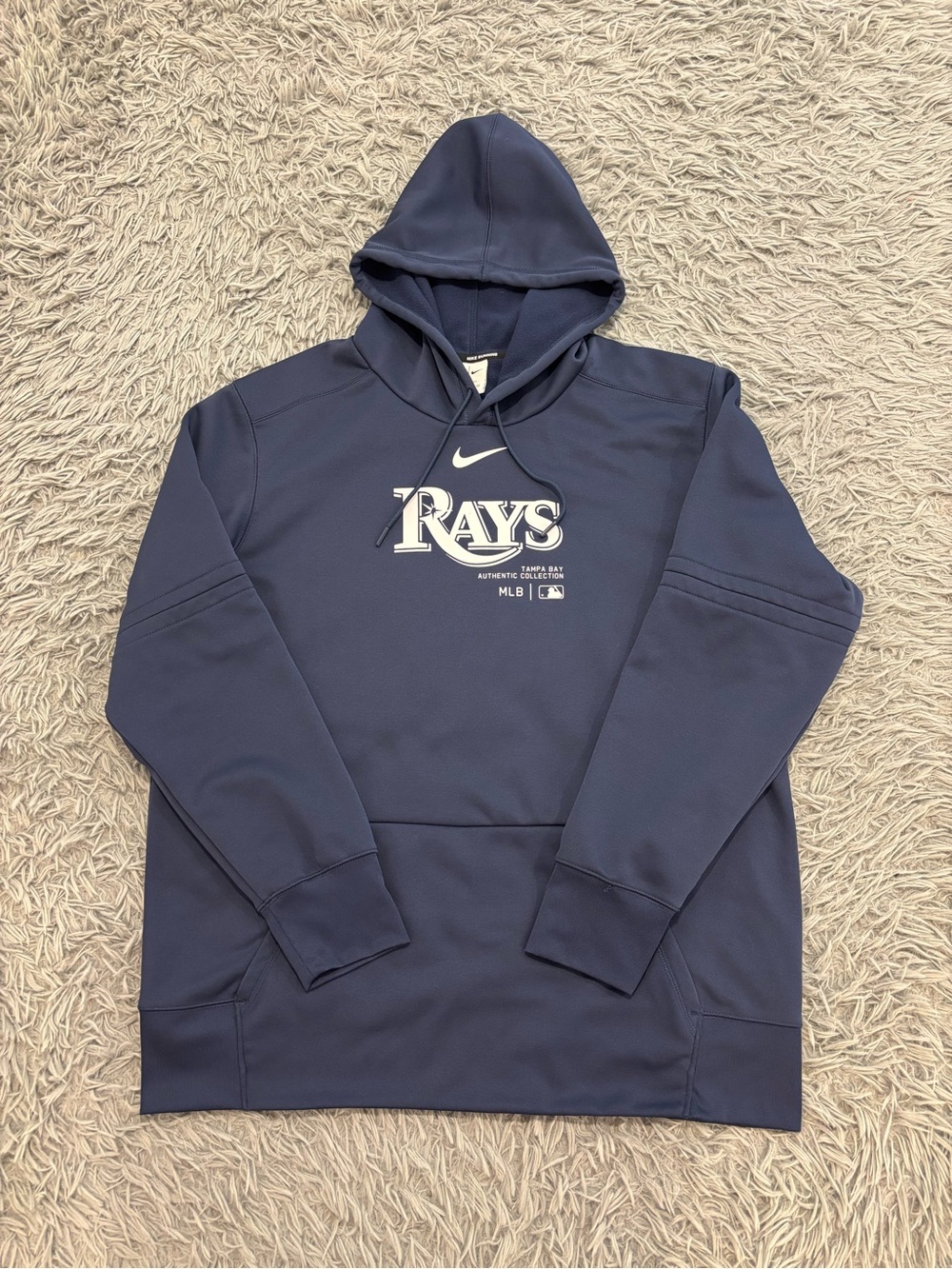 Nike Tampa Bay Rays Hoodie Men’s XL Blue Swoosh Therma Fleece MLB Team Issue